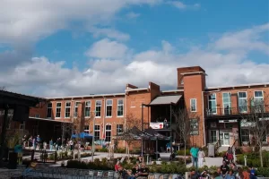 Downtown Holly Springs GA landmark with local shops and streets