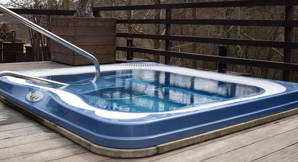 Outdoor hot tub in Marietta, GA prepared for demolition and removal